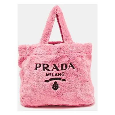 Prada Pink Terry Cloth Logo Tote