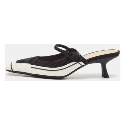 Dior Black/White Mesh Square Toe Mules Size