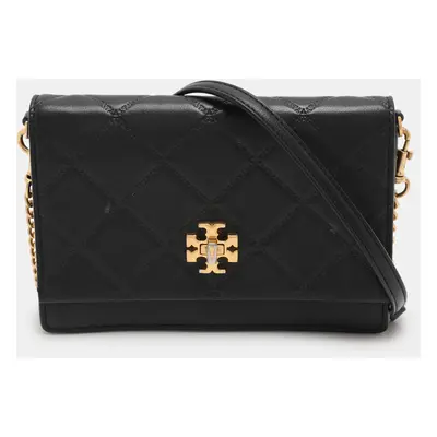 Tory Burch Black Leather Georgia Turn-Lock Crossbody Bag