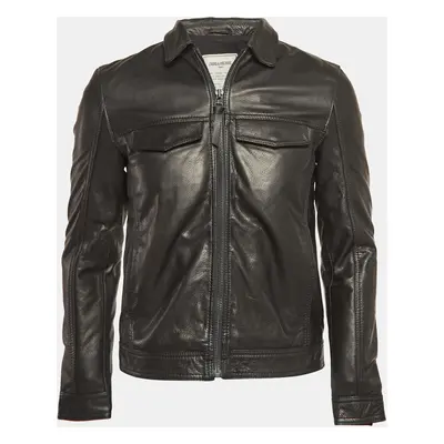 Zadig & Voltaire Black Leather Zip Front Jacket