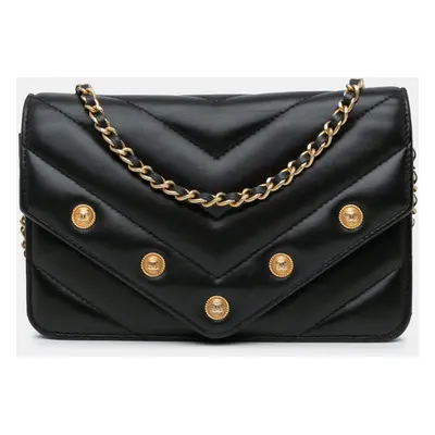 Chanel Black Chevron Lambskin Button Wallet On Chain