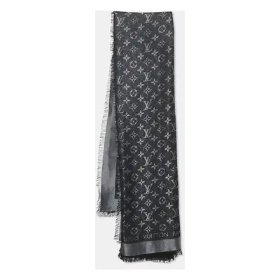 Louis Vuitton Black/Silver Silk Blend Monogram Shine Shawl