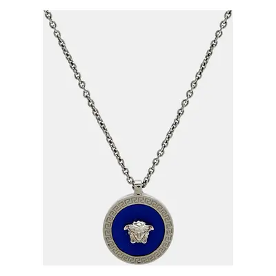 Versace Medusa Blue Composite Silver Tone Necklace