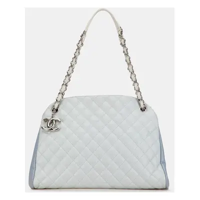 Chanel Blue Large Tricolor Caviar Just Mademoiselle Bowling Bag