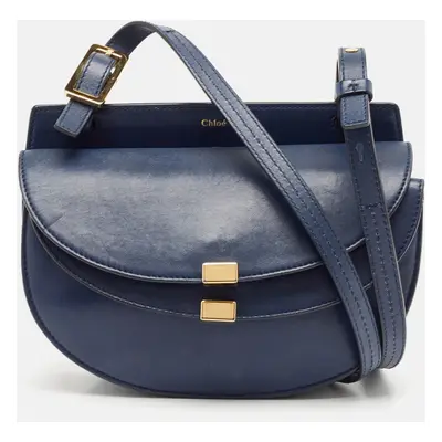 Chloe Blue Leather Mini Georgia Crossbody Bag