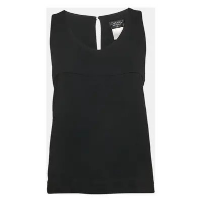 Chanel Black Textured Crepe Sleeveless Top