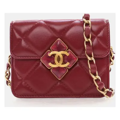 Chanel Diamond Lock Bag Small Burgundy Lambskin