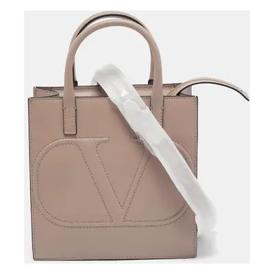 Valentino Dusty Pink Leather Small VLogo Walk Tote