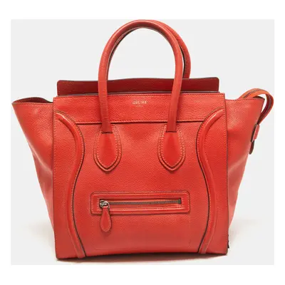 Celine Orange Leather Mini Luggage Tote