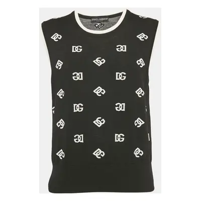 Dolce & Gabbana Black DG Intarsia Knit Sleeveless Top