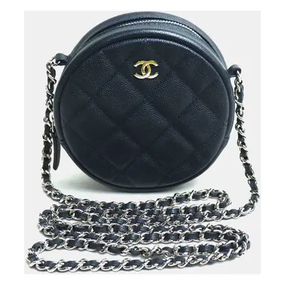 Chanel Navy Matelasse Round Chain Shoulder Bag