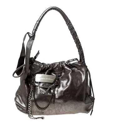 Sonia Rykiel Silver Leather Chain Embellished Shoulder Bag