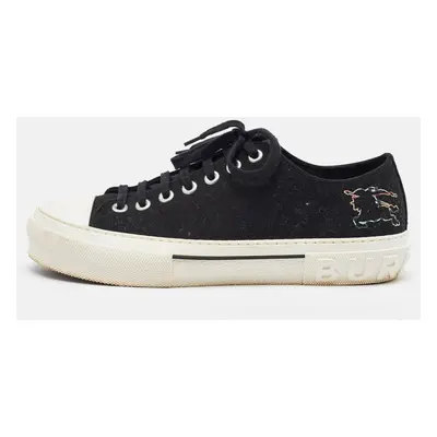 Burberry Black Canvas Jack Print Low Top Sneakers Size