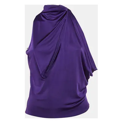 Versace Purple Jersey Cut-Out Sleeveless Top