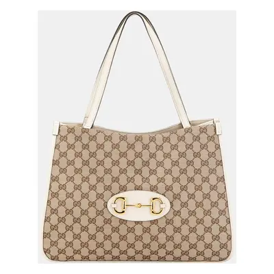 Gucci Beige/Brown GG Canvas Horsebit Tote Bag