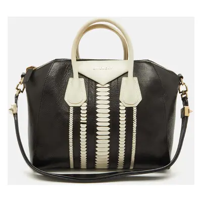 Givenchy Black/White Leather Medium Antigona Satchel