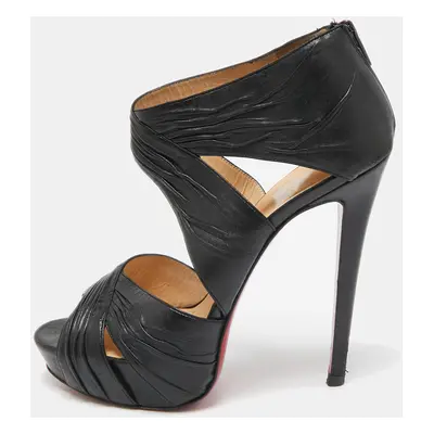 Christian Louboutin Black Leather Platform Sandals Size 39.5