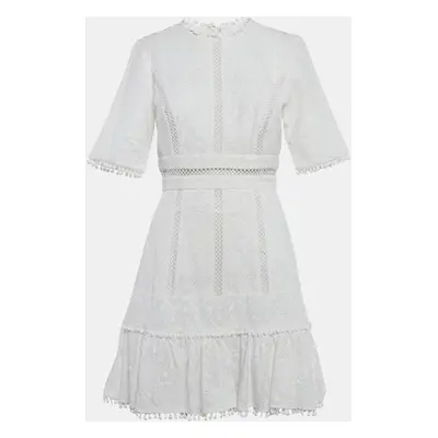 Zimmermann White Caravan Embroidered Cotton Mini Dress