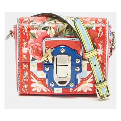 Dolce & Gabbana Multicolor Print Leather Mini Lucia Crossbody Bag