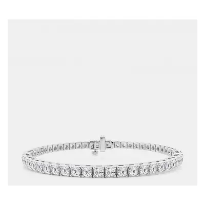 14K White Gold Round Lab Grown Diamond Four Prong Box Tennis Bracelet (5 ctw)