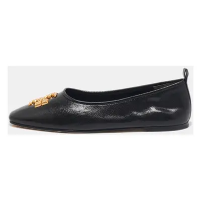 Tory Burch Black Leather Eleanor Ballet Flats Size 40.5