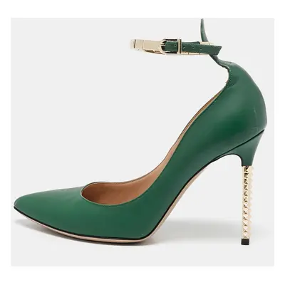 Valentino Green Leather Pointed Toe Ankle Strap Pumps Size