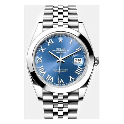 Rolex Blue Stainless Steel Datejust Automatic Men's Wristwatch mm