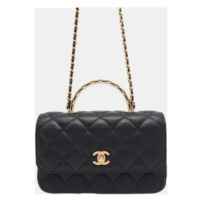 Chanel Black Lambskin Leather Shoulder Bag