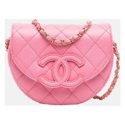 Chanel Pink Mini Quilted Caviar CC Messenger Flap