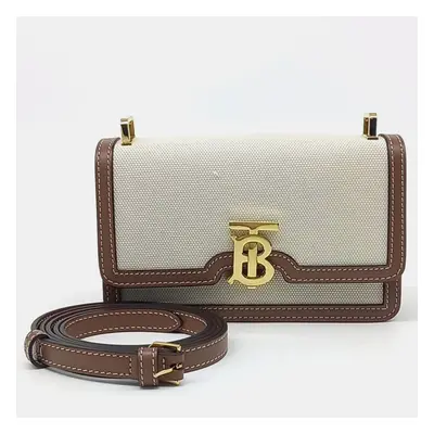 Burberry Beige Brown Canvas and Leather TB shoulder bag