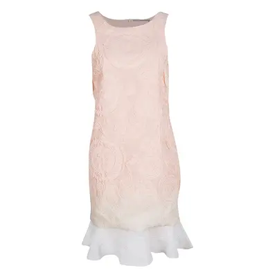 Ermanno Scervino Peach Ombre Embossed Jacquard Ruffled Bottom Sleeveless Dress