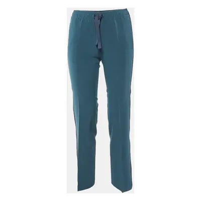 Zadig & Voltaire Teal Blue Crepe Lurex Trim Pomy Trousers