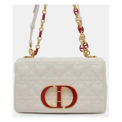 Dior White Leather Caro Limited Edition Small Shoulder Bag