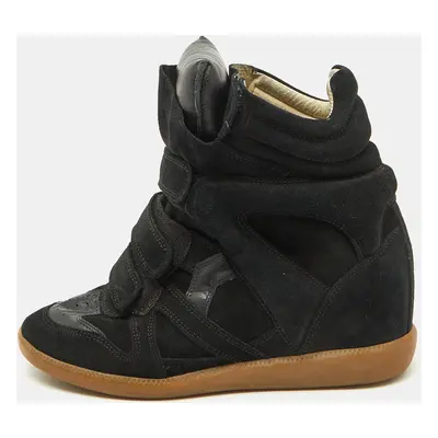 Isabel Marant Black Suede and Leather Bekett Wedge Sneakers Size