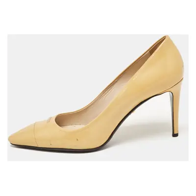 Prada Beige Patent Leather Pointed Toe Pumps Size 39.5