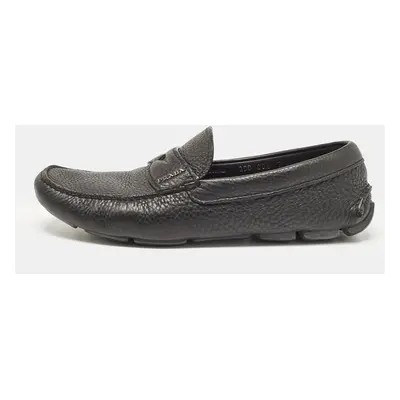 Prada Black Leather Slip On Loafers Size