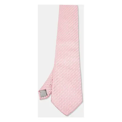 Lanvin Pink Geometric Print Traditional Silk Tie