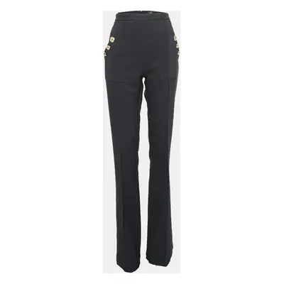 Elisabetta Franchi Black Stretch Crepe Flared Trousers