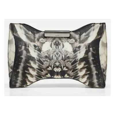 Alexander McQueen Black/Grey Kaleidoscope Print Fabric Oversized Squeeze It Clutch