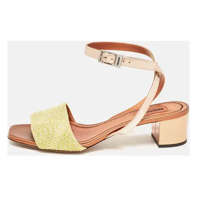 Missoni Gold/Yellow Leather and Lurex Fabric Ankle Strap Sandals Size