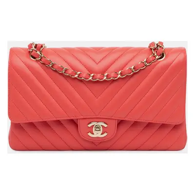 Chanel Pink Medium Classic Chevron Lambskin Double Flap