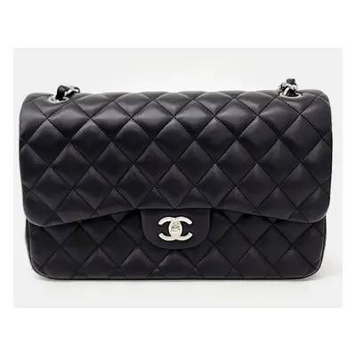 Chanel Black Leather Lambskin Classic Jumbo bag