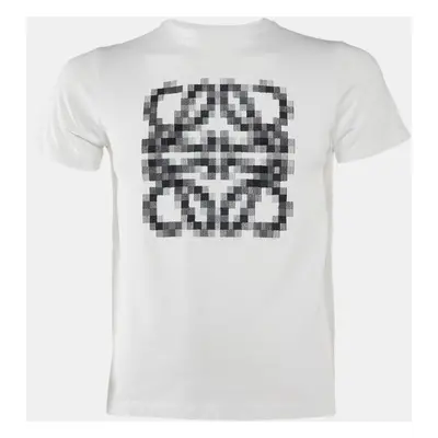 Loewe White Pixelated Anagram Embroidered Cotton T-Shirt