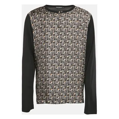 Dolce & Gabbana Black Key Print Cotton and Silk T-Shirt