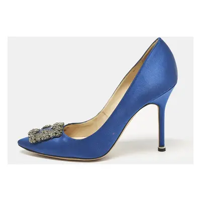 Manolo Blahnik Blue Satin Hangisi Pumps Size 38.5