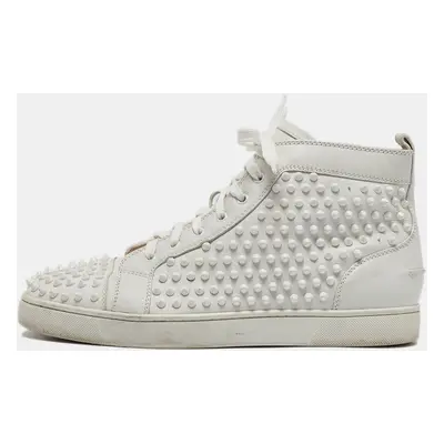 Christian Louboutin White Leather Louis Spikes High Top Sneakers Size 44.5