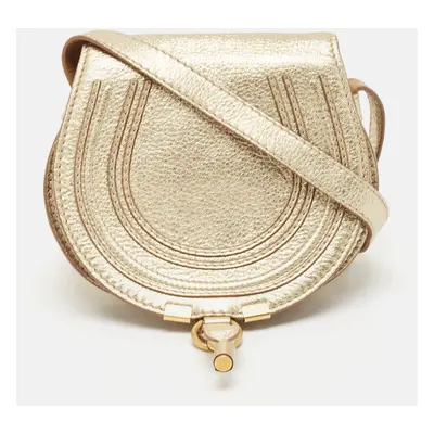 Chloe Gold Leather Small Marcie Saddle Bag