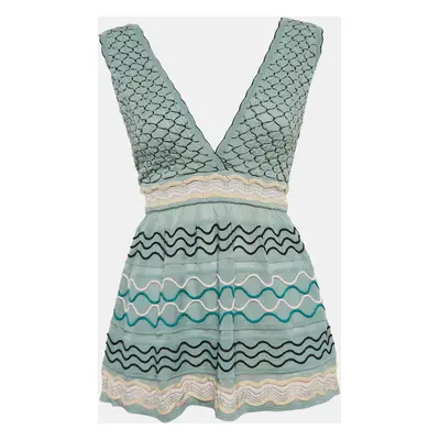 M Missoni Blue Patterned Knit Sleeveless Top