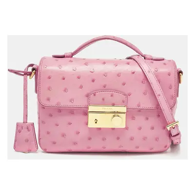 Prada Pink Ostrich Leather Sound Top Handle Bag