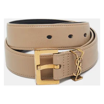 Saint Laurent Beige Leather Cassandre Belt